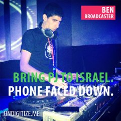 Bring PJ To Israel. Phone Faced Down.