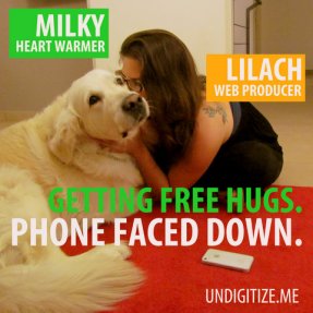 Getting Free Hugs. Phone Faced Down.