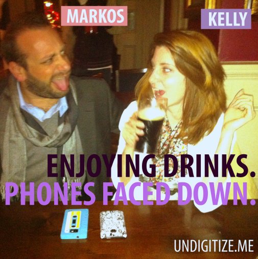 Enjoying Drinks, Phones Faced Down.