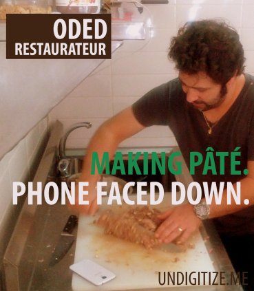 Making Pâté. Phone Faced Down.