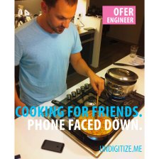 Cooking For Friends. Phone Faced Down.